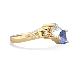 White Topaz Snuggling Hearts 14K Yellow Gold ring R2178