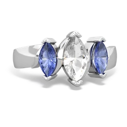 White Topaz Three Peeks 14K White Gold ring R2433