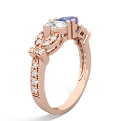 White Topaz Diamond Butterflies 14K Rose Gold ring R5601