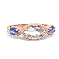 White Topaz Milgrain Marquise 14K Rose Gold ring R5700