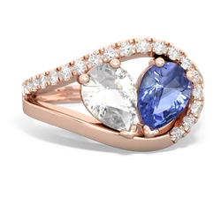 White Topaz Nestled Heart Keepsake 14K Rose Gold ring R5650