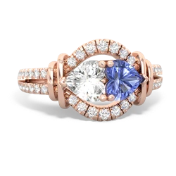 White Topaz Art-Deco Keepsake 14K Rose Gold ring R5630