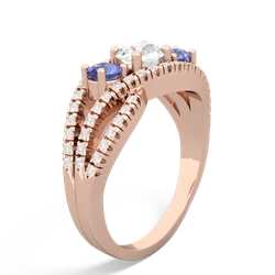 White Topaz Three Stone Aurora 14K Rose Gold ring R3080