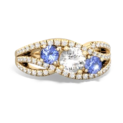 White Topaz Three Stone Aurora 14K Yellow Gold ring R3080