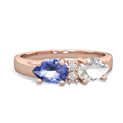 White Topaz Pear Bowtie 14K Rose Gold ring R0865