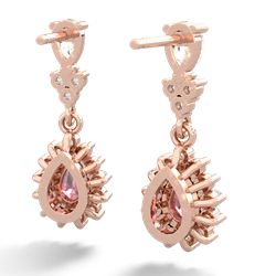 White Topaz Halo Pear Dangle 14K Rose Gold earrings E1882