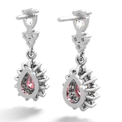 White Topaz Halo Pear Dangle 14K White Gold earrings E1882