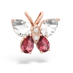 White Topaz Butterfly 14K Rose Gold pendant P2215