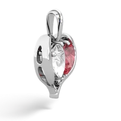 White Topaz Two Become One 14K White Gold pendant P5330