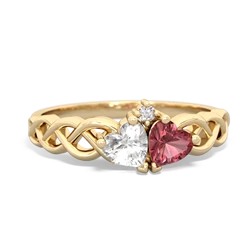 White Topaz Heart To Heart Braid 14K Yellow Gold ring R5870