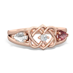 White Topaz Hearts Intertwined 14K Rose Gold ring R5880