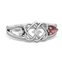 White Topaz Hearts Intertwined 14K White Gold ring R5880