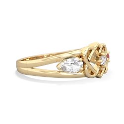 White Topaz Hearts Intertwined 14K Yellow Gold ring R5880