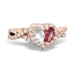 White Topaz Diamond Twist 'One Heart' 14K Rose Gold ring R2640HRT