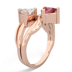 White Topaz Split Band Swirl 14K Rose Gold ring R2341