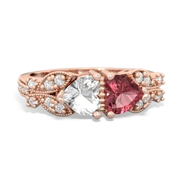 White Topaz Diamond Butterflies 14K Rose Gold ring R5601