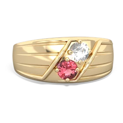 White Topaz Men's Streamline 14K Yellow Gold ring R0460