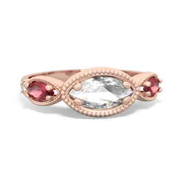 White Topaz Milgrain Marquise 14K Rose Gold ring R5700