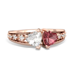 White Topaz Heart To Heart 14K Rose Gold ring R3342