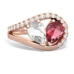 White Topaz Nestled Heart Keepsake 14K Rose Gold ring R5650