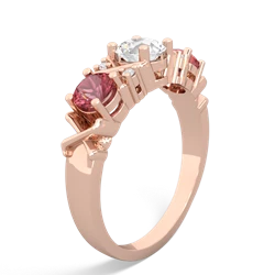 White Topaz Hugs And Kisses 14K Rose Gold ring R5016