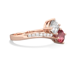 White Topaz Channel Set Two Stone 14K Rose Gold ring R5303