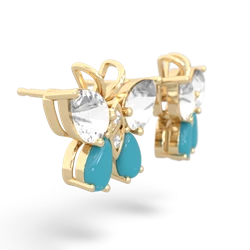 White Topaz Butterfly 14K Yellow Gold earrings E2215