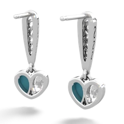 White Topaz Filligree Heart 14K White Gold earrings E5070