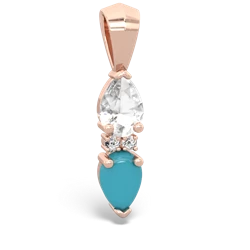 White Topaz Bowtie Drop 14K Rose Gold pendant P0865