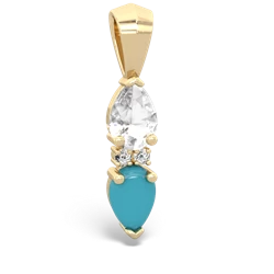 White Topaz Bowtie Drop 14K Yellow Gold pendant P0865