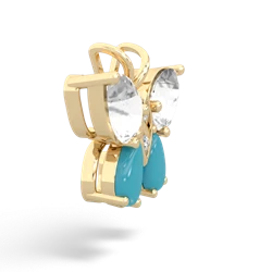 White Topaz Butterfly 14K Yellow Gold pendant P2215