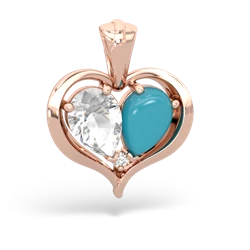 White Topaz Two Become One 14K Rose Gold pendant P5330