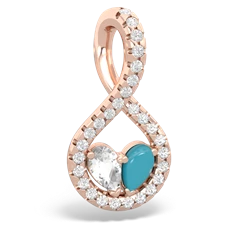 White Topaz Pave Twist 'One Heart' 14K Rose Gold pendant P5360