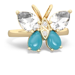 White Topaz Butterfly 14K Yellow Gold ring R2215