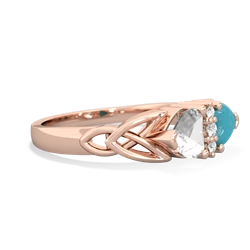 White Topaz Celtic Knot Double Heart 14K Rose Gold ring R5040