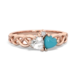 White Topaz Heart To Heart Braid 14K Rose Gold ring R5870