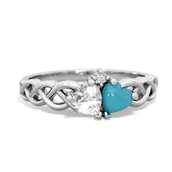 White Topaz Heart To Heart Braid 14K White Gold ring R5870