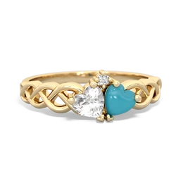 White Topaz Heart To Heart Braid 14K Yellow Gold ring R5870