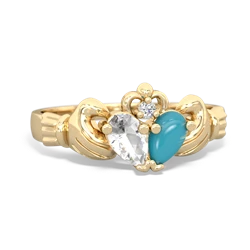 White Topaz 'Our Heart' Claddagh 14K Yellow Gold ring R2388