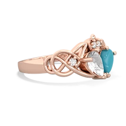 White Topaz 'One Heart' Celtic Knot Claddagh 14K Rose Gold ring R5322