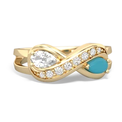 White Topaz Diamond Infinity 14K Yellow Gold ring R5390