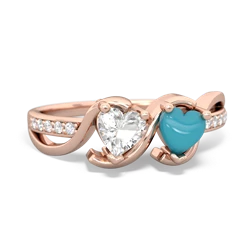 White Topaz Side By Side 14K Rose Gold ring R3090