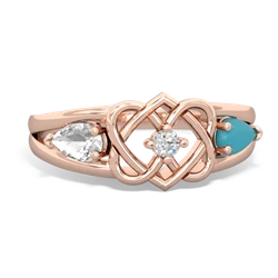 White Topaz Hearts Intertwined 14K Rose Gold ring R5880