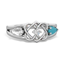 White Topaz Hearts Intertwined 14K White Gold ring R5880