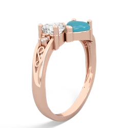 White Topaz Snuggling Hearts 14K Rose Gold ring R2178