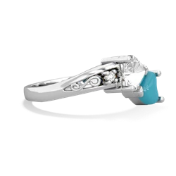 White Topaz Snuggling Hearts 14K White Gold ring R2178