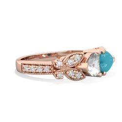 White Topaz Diamond Butterflies 14K Rose Gold ring R5601