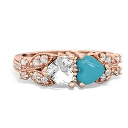 White Topaz Diamond Butterflies 14K Rose Gold ring R5601