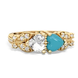 White Topaz Diamond Butterflies 14K Yellow Gold ring R5601