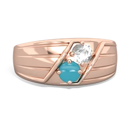 White Topaz Men's Streamline 14K Rose Gold ring R0460